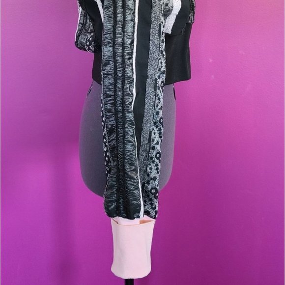 OOAK Pink & Black Lace Lolita crop Hoodie Jacket - Picture 4 of 12